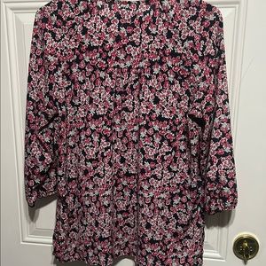 Floral Women's Top - Pink and Black